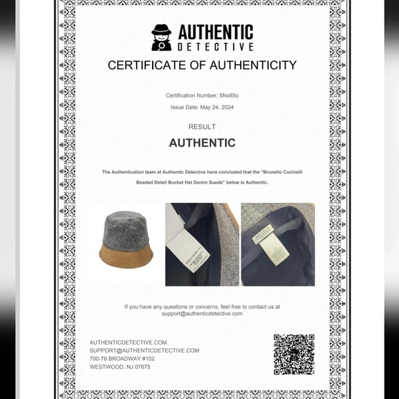 Brunello Cucinelli Bucket Hat Beaded Detail Denim Suede Size Small Authenticated - Picture 15 of 15